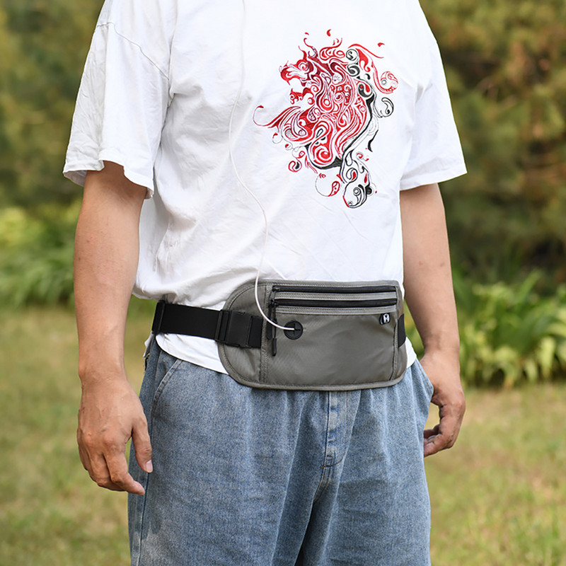 Többfunkciós kültéri deréktáska vízálló láthatatlan sport deréktáska kétrétegű cipzáras jegy Útlevél tároló biztonsági pénztárca