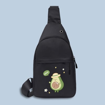 Alkalmi trendi melltáska csípőcsomag Utcai stílusú női övtáskák Avokádómintás vászon Crossbody melltáska Uniszex hip-hop derékcsomagok