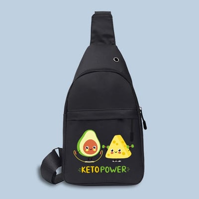 Alkalmi trendi melltáska csípőcsomag Utcai stílusú női övtáskák Avokádómintás vászon Crossbody melltáska Uniszex hip-hop derékcsomagok