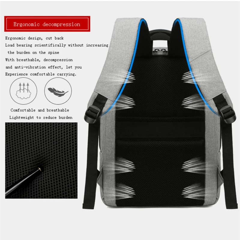 Rucsac pentru laptop, cu încărcare USB, pentru bărbați, pentru computer de 13, 14, 15,6 inci, genți pentru notebook, rucsac de afaceri impermeabil, rucsac casual