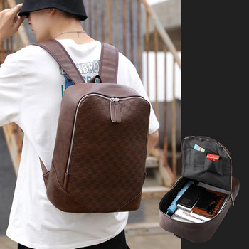 Τσάντα PU Δερμάτινη τσάντα φορητού υπολογιστή για άντρες Τσάντα υπολογιστή Business αδιάβροχο σακίδιο ταξιδιού Leisure Laptop Backpack Σχολικές τσάντες mochila