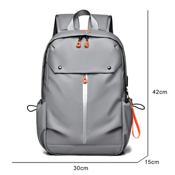 Ανδρικό σακίδιο πλάτης USB Τσάντα φόρτισης Αδιάβροχο PU Δερμάτινο Σακίδιο Laptop Σακίδιο Mochila Ανδρικό Σακίδιο επαγγελματικού ταξιδιού με ανακλαστική λωρίδα