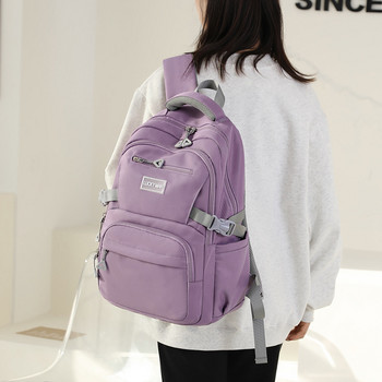 Дамска раница Модна едноцветна раница Ученическа чанта за през рамо за тийнейджърки Водоустойчива найлонова чанта Чанти с голям капацитет