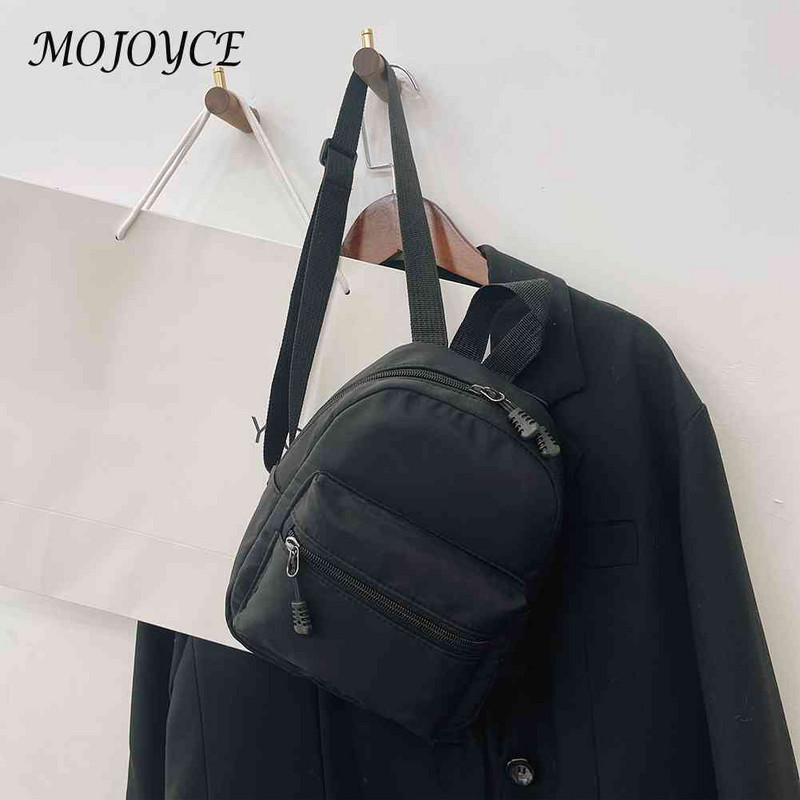 Μόδα μονόχρωμο σακίδιο πλάτης Γυναικεία νάιλον σακίδιο Preppy στυλ Μίνι σακίδια πλάτης