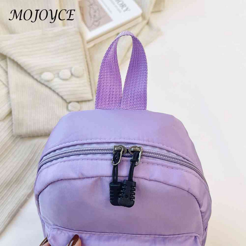 Μόδα μονόχρωμο σακίδιο πλάτης Γυναικεία νάιλον σακίδιο Preppy στυλ Μίνι σακίδια πλάτης