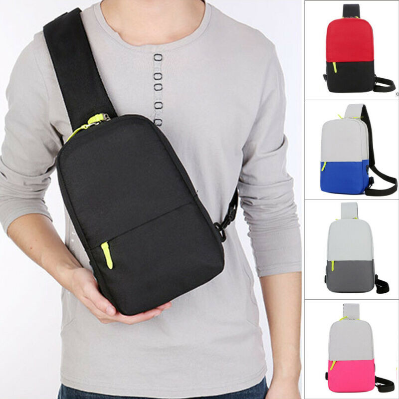 NoEnName Geantă de umăr Oxford impermeabilă pentru bărbați pentru călătorie în aer liber, pentru piept, rucsac