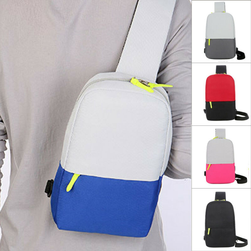 NoEnName Geantă de umăr Oxford impermeabilă pentru bărbați pentru călătorie în aer liber, pentru piept, rucsac