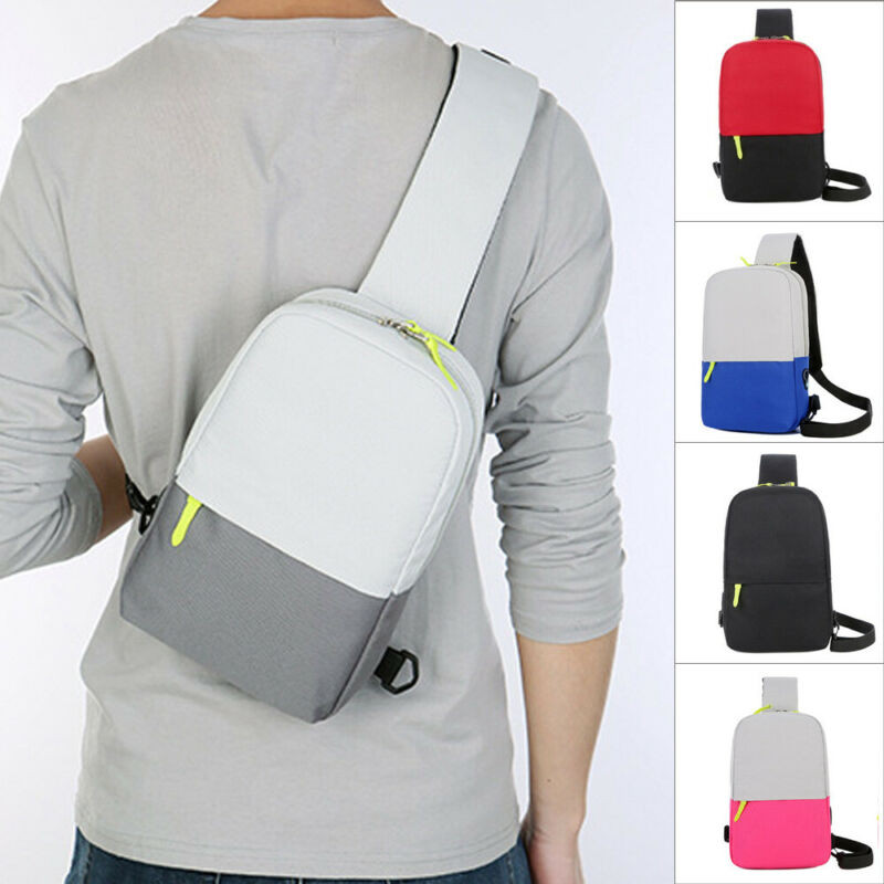 NoEnName Geantă de umăr Oxford impermeabilă pentru bărbați pentru călătorie în aer liber, pentru piept, rucsac