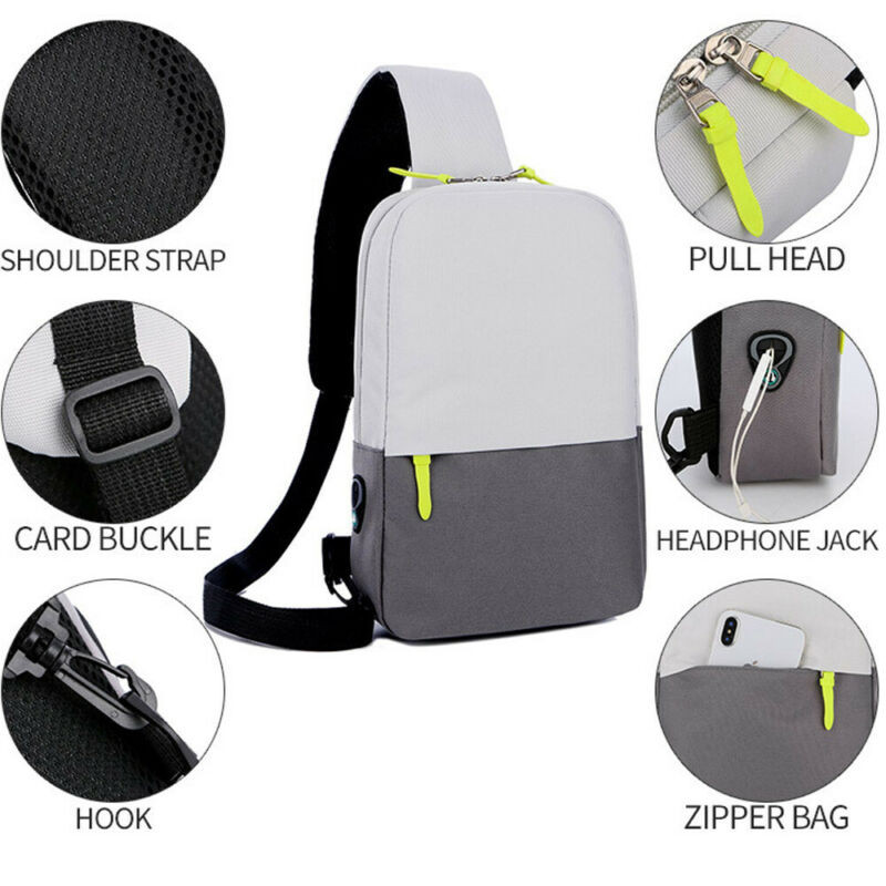 NoEnName Geantă de umăr Oxford impermeabilă pentru bărbați pentru călătorie în aer liber, pentru piept, rucsac