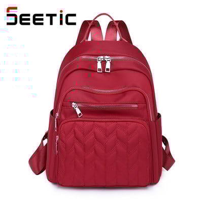 SEETIC rucsac Oxford casual, geantă de școală impermeabilă pentru femei, geantă de călătorie de calitate pentru femei, culoare solidă, cu mai multe buzunare, rucsac pentru femei