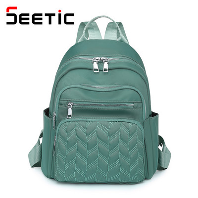 SEETIC rucsac Oxford casual, geantă de școală impermeabilă pentru femei, geantă de călătorie de calitate pentru femei, culoare solidă, cu mai multe buzunare, rucsac pentru femei