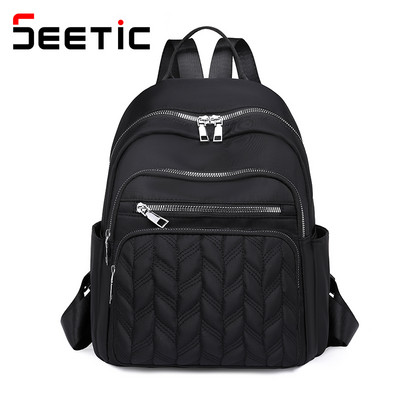 SEETIC rucsac Oxford casual, geantă de școală impermeabilă pentru femei, geantă de călătorie de calitate pentru femei, culoare solidă, cu mai multe buzunare, rucsac pentru femei