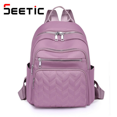 SEETIC rucsac Oxford casual, geantă de școală impermeabilă pentru femei, geantă de călătorie de calitate pentru femei, culoare solidă, cu mai multe buzunare, rucsac pentru femei