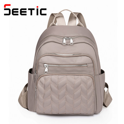 SEETIC rucsac Oxford casual, geantă de școală impermeabilă pentru femei, geantă de călătorie de calitate pentru femei, culoare solidă, cu mai multe buzunare, rucsac pentru femei