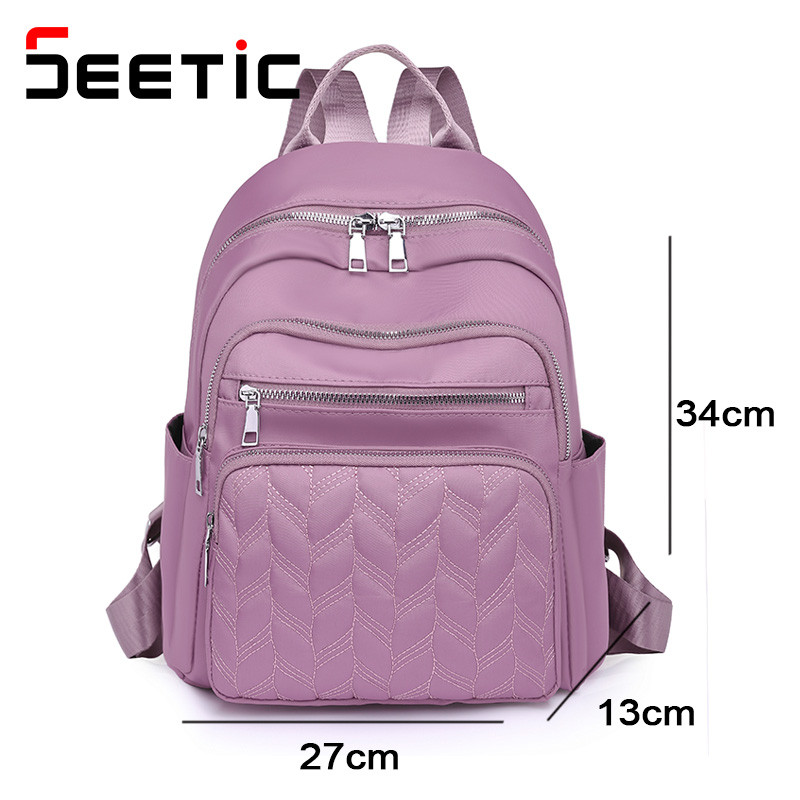 SEETIC rucsac Oxford casual, geantă de școală impermeabilă pentru femei, geantă de călătorie de calitate pentru femei, culoare solidă, cu mai multe buzunare, rucsac pentru femei