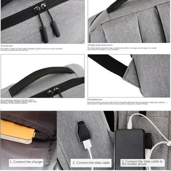 15,6-инчова водоустойчива раница за лаптоп Ученическа чанта Мъжка бизнес USB зареждане Калъф за тетрадка Компютърни чанти Пътна раница Mochila