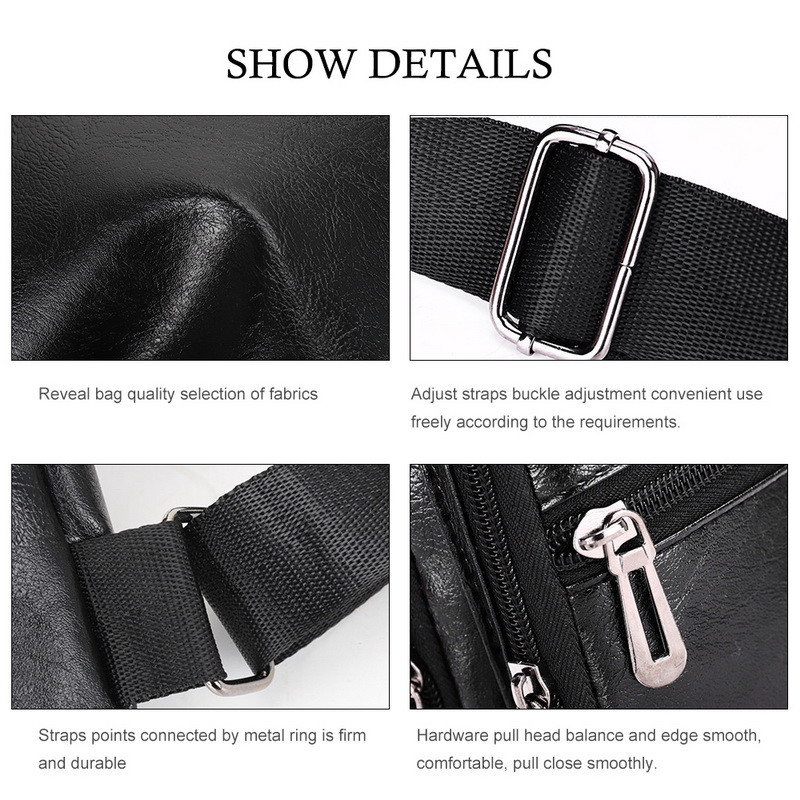 2022 m. vyriškas USB įkrovimo krepšys Vyriškas krūtinės krepšys PU odinis pečių krepšys Aukštos kokybės telefono piniginė, kelioninis krepšys, kryžminiai krepšiai