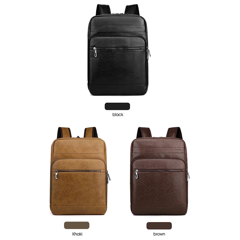 Férfi hátizsák többfunkciós PU bőr laptop hátizsák Vízálló notebook táska iskolatáskák lopásgátló Mochila hátizsák