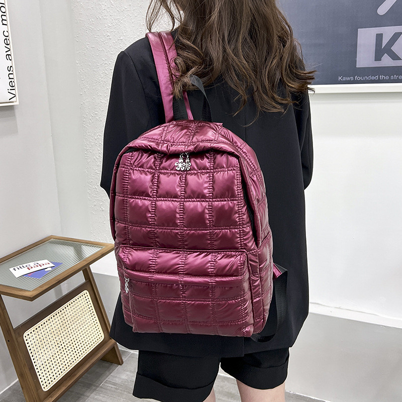 2023 Winter Ultra Light Space Down Γυναικείο σακίδιο πλάτης καπιτονέ καρό γυναικεία σχολικά σακίδια Τσάντες για γυναίκες κορίτσια