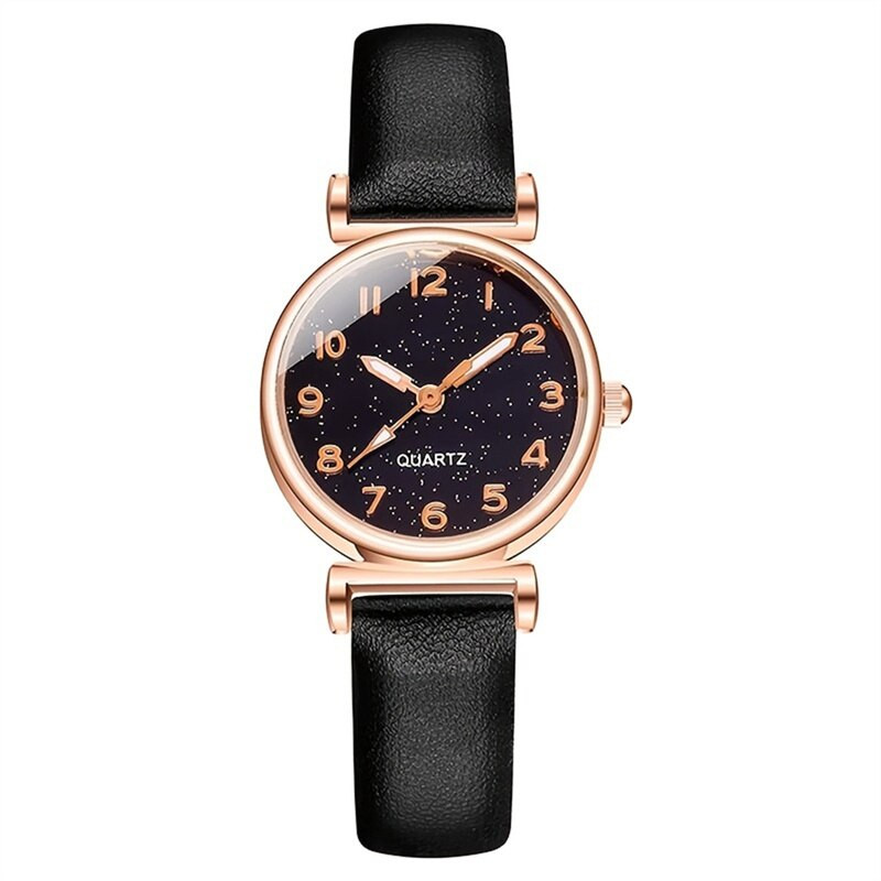 5gab komplekts Sieviešu Mode Ikdienas ādas jostas pulksteņi Vienkārši sieviešu zvaigžņotas debesis apaļas ciparnīcas kvarca rokas pulksteņi kleitas pulkstenis