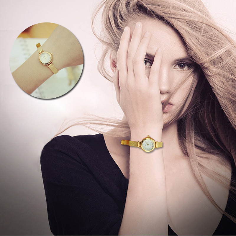 Női, 2022-es arany karóra Híres márka, minimalista acélhálós, egyszerű Geneva óra női vízálló Xfcs szerepkörű kvarcóra