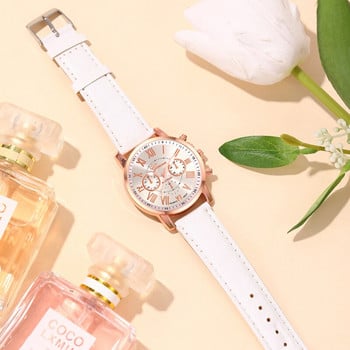 Reloj Mujer Fashion Γυναικεία Ρολόγια Γυναικεία Ρολόγια Καρπού Λευκό Δερμάτινο Χαλαζία Γυναικείο Επαγγελματικό Casual Ρολόι Relogio Feminino