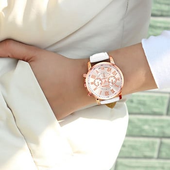 Reloj Mujer Fashion Γυναικεία Ρολόγια Γυναικεία Ρολόγια Καρπού Λευκό Δερμάτινο Χαλαζία Γυναικείο Επαγγελματικό Casual Ρολόι Relogio Feminino