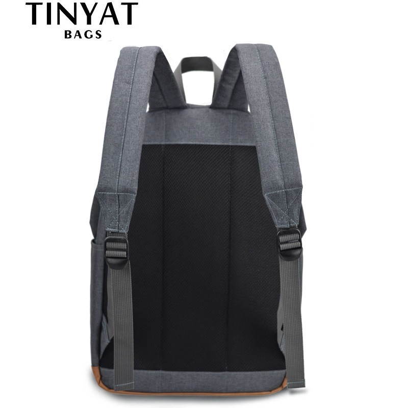 TINYAT Férfi 15 hüvelykes laptop hátizsákok számítógépes férfi iskolai hátizsákok Hátizsákok szabadidő tinédzsereknek Utazás Váll Mochila Gray