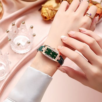 Reloj Mujer 2023 Fashion Diamond Square ρολόγια Γυναικεία Δερμάτινο ρολόι χαλαζία Κομψό ρετρό γυναικείο ρολόι καρπού Relogio Feminino