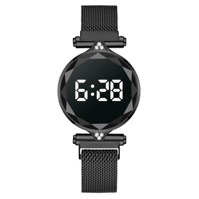 Luksusa sieviešu pulkstenis 2023. gada rozā zelta nerūsējošā tērauda LED digitālā pulksteņa elektroniskais skārienjutīgais displejs