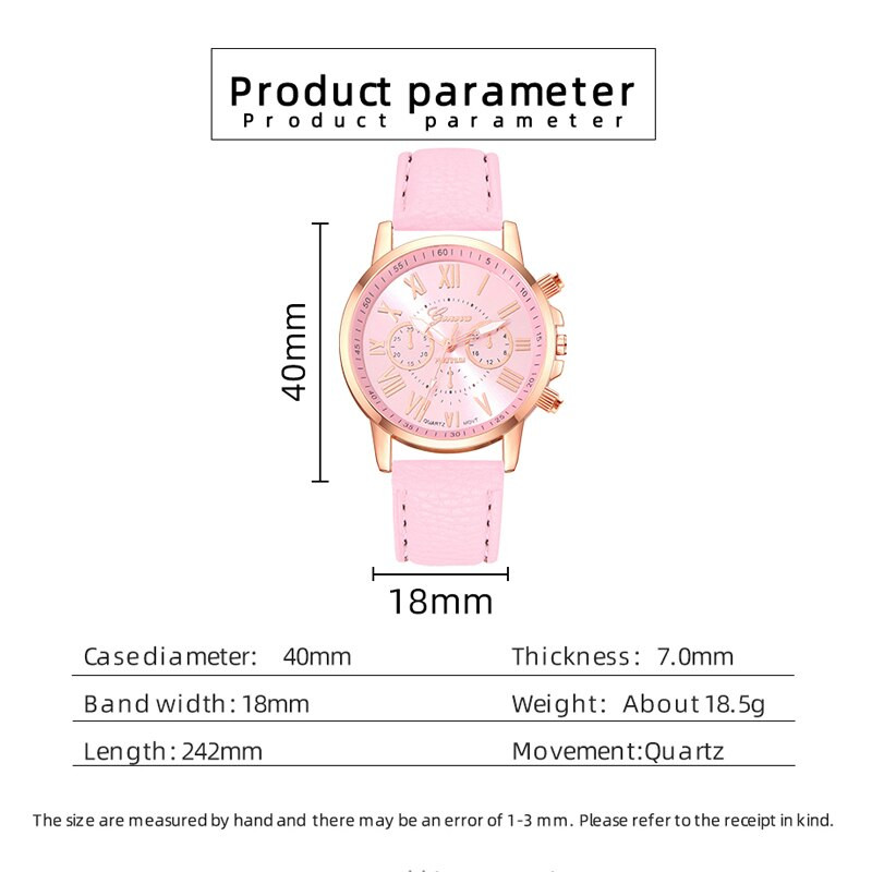 2023 m. Ženevos mados moteriški rožiniai odiniai laikrodžiai Unisex kvarcinis rankinis laikrodis moterims, kasdienis verslo laikrodis Relogio Feminino
