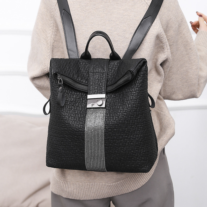 Novi Ms luksuzni dizajnerski ženski kožni crni ruksak velikog kapaciteta, ležerni visokokvalitetni školski ruksaci za djevojčice, putna torba