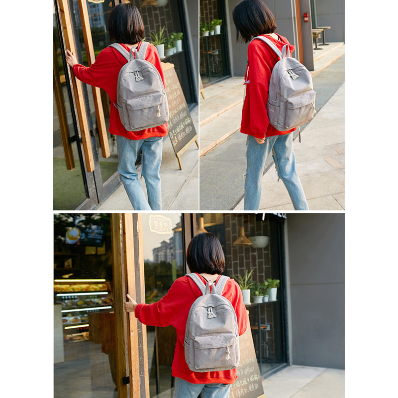 Hátizsákok Női kordbársony táska csomag puha hátú tömör táska divatos puha fogantyú mochilas mujer Escolar hátizsák Iskolatáska lányoknak