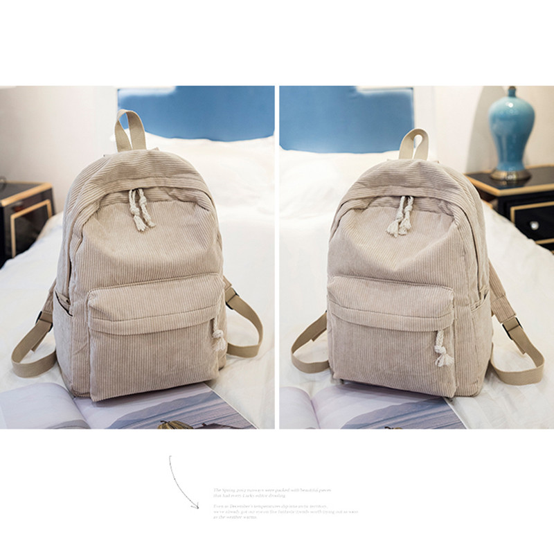 Hátizsákok Női kordbársony táska csomag puha hátú tömör táska divatos puha fogantyú mochilas mujer Escolar hátizsák Iskolatáska lányoknak