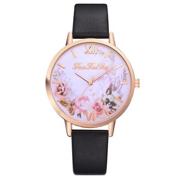 Retro Rose Flower Dial Design Γυναικεία ρολόγια Γυναικεία μόδα Πολυτελές ρολόι φόρεμα 2022 Νέο casual γυναικείο δερμάτινο ρολόι χαλαζία