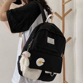 Студентска дамска сладка раница с цветя Дамски ученически чанти Harajuku Книга Kawaii Раница Найлоново момиче Модерна чанта Модна