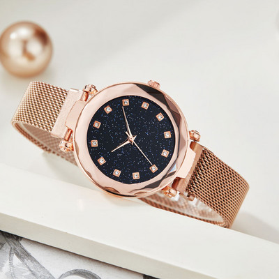 Relogio Feminino divat női csillagos égbolt órák mágneses hálós öves óra női ruha világító kvarc karóra Zegarek Damski