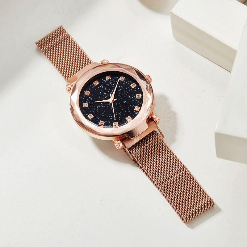 Relogio Feminino divat női csillagos égbolt órák mágneses hálós öves óra női ruha világító kvarc karóra Zegarek Damski