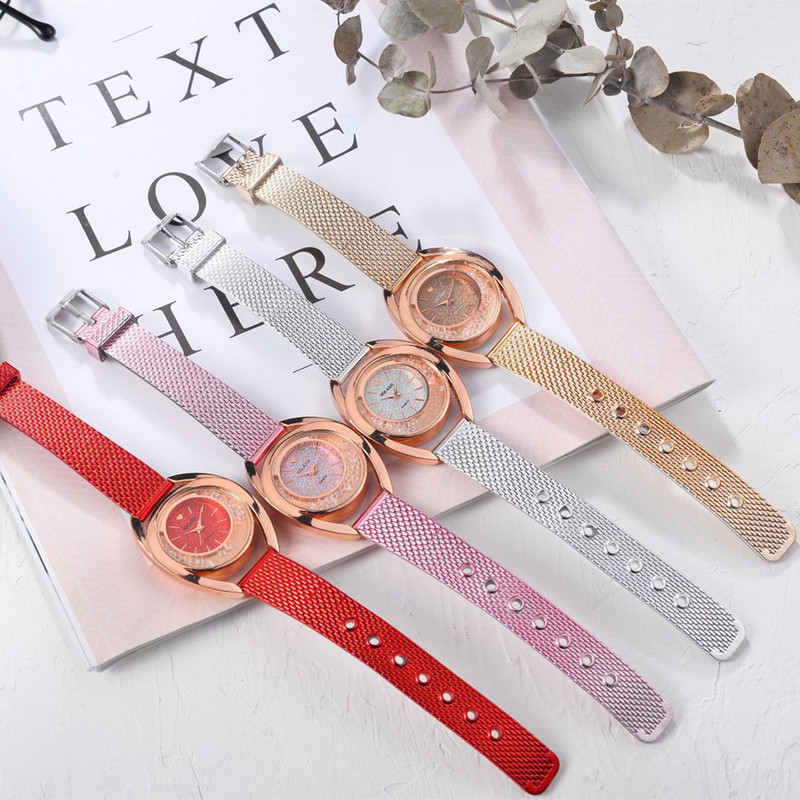 Pulkstenis Sieviešu kleita Nerūsējošā tērauda siksniņa Analogie kvarca rokas pulksteņi Modes Luksusa Sieviešu Zelta rozes Zelta pulksteņi Analogie pulksteņi