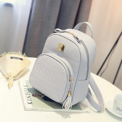 2022 Γυναικεία τσάντα πλάτης PU Δερμάτινη σχολική τσάντα με φούντα για έφηβα κορίτσια Γυναικεία Preppy στυλ Μασίφ μικρό σακίδιο πλάτης Σχολικό πακέτο ταξιδιού