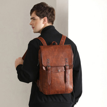 15,6-инчова чанта за лаптоп за мъже Многофункционална ретро водоустойчива раница Мъжки луксозни училищни чанти Кожени раници Пътуване Ретро