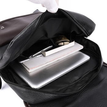 Луксозна марка ретро мъжка раница за тийнейджърски ученически чанти Мъжки раници за лаптоп с голям капацитет Кожени черни кафяви пътни чанти
