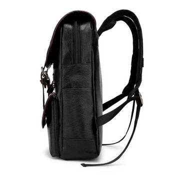 Луксозна марка ретро мъжка раница за тийнейджърски ученически чанти Мъжки раници за лаптоп с голям капацитет Кожени черни кафяви пътни чанти