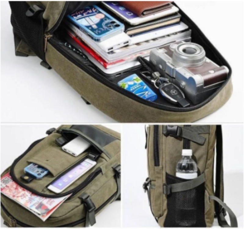 Kültéri utazó hátizsák Férfi szabadidő túrázás vászon hátizsák Nagy kapacitású tároló hátizsák férfi hegymászó kempingtáska iskolatáska