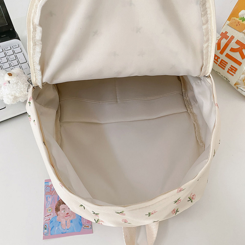 Įprasti gėlių raštai Moterų kuprinė Mergaičių knygų krepšiai Didelės talpos studentų krepšiai Mokykliniai krepšiai Kelioninė kuprinė Mochilas su pakabukais