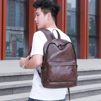 Мъжка кожена раница USB зареждане против кражба Голяма ученическа чанта за момче Пътна чанта Ученическа раница Черна чанта