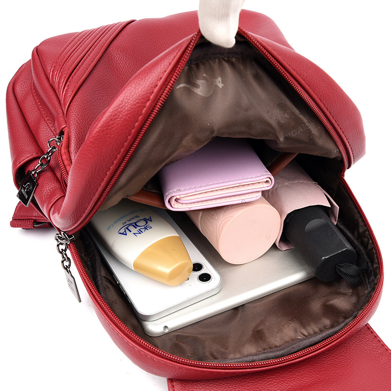 Női Kiváló minőségű bőr hátizsákok Vintage női válltáska Sac a Dos Travel Ladies Bagpack Mochilas iskolai táskák lányoknak