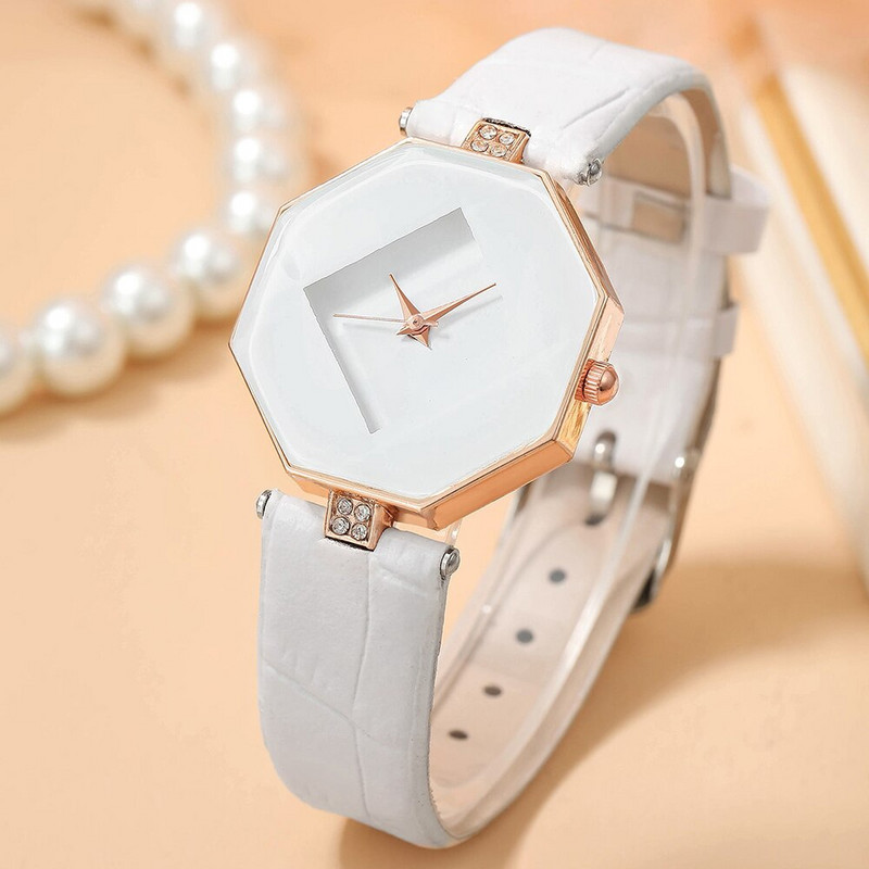 2db fehér egyszerű óra strasszkő gyöngy karkötő női személyiség szabálytalan kvarc óra karkötő készlet