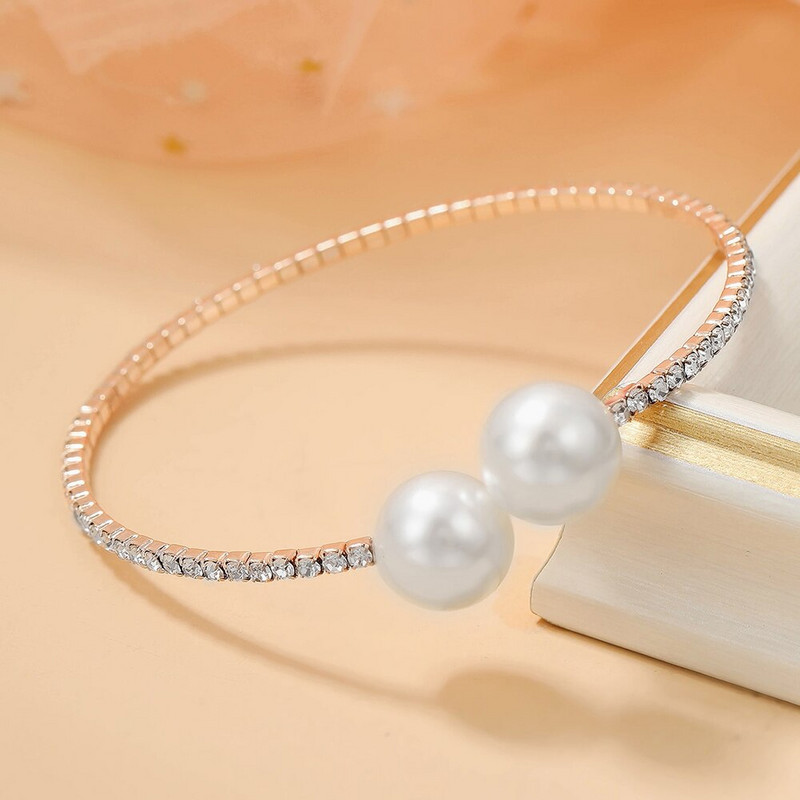 2db fehér egyszerű óra strasszkő gyöngy karkötő női személyiség szabálytalan kvarc óra karkötő készlet