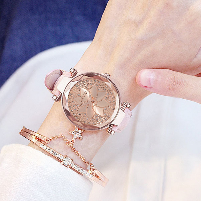 2 gab. Ziedi Sieviešu kvarca rokassprādze